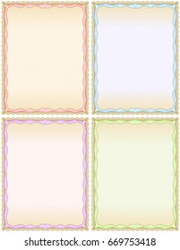 Frame border colorful set for diploma, certificate or other official papers