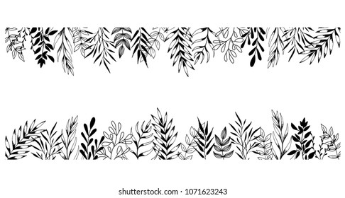 frame or border created out of sketched floral elements. invitation template. greeting card design. poster template. EPS 10
