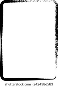Frame border curved grunge shape icon, vertical rectangle decorative doodle element for design in vector illustration
