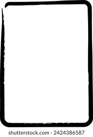 Frame border curved grunge shape icon, vertical rectangle decorative doodle element for design in vector illustration
