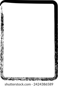 Frame border curved grunge shape icon, vertical rectangle decorative doodle element for design in vector illustration
