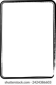 Frame border curved grunge shape icon, vertical rectangle decorative doodle element for design in vector illustration
