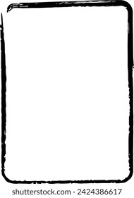 Frame border curved grunge shape icon, vertical rectangle decorative doodle element for design in vector illustration
