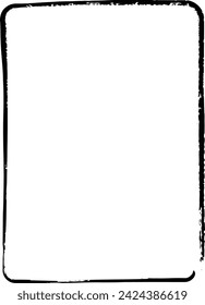 Frame border curved grunge shape icon, vertical rectangle decorative doodle element for design in vector illustration
