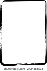 Icono curvo de la forma del grunge del borde del marco, elemento decorativo del doodle del rectángulo vertical para el diseño en ilustración vectorial
