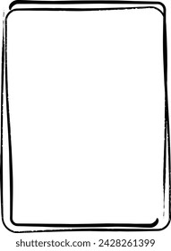 Icono curvo de la forma del grunge del borde del marco, elemento decorativo del doodle del rectángulo vertical para el diseño en ilustración vectorial
