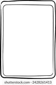 Frame border curved grunge shape icon, vertical rectangle decorative doodle element for design in vector illustration
