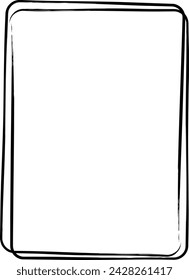 Rahmenrand gekrümmte Grunge-Form-Symbol, vertikales Rechteck dekoratives Doodle-Element für Design in Vektor-Illustration
