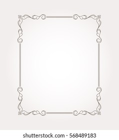 Frame border. Decorative design element and fancy page ornament. Vector illustration