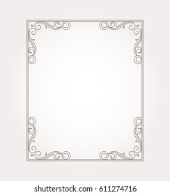 Frame border. Decorative design element and fancy page ornament. Vector illustration