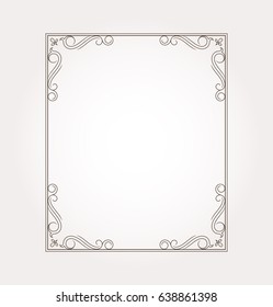 Frame border. Decorative design element and fancy page ornament. Vector illustration