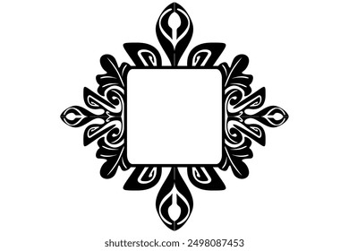 Frame or border decorative nature ornament design with a black Leaves or leaf theme