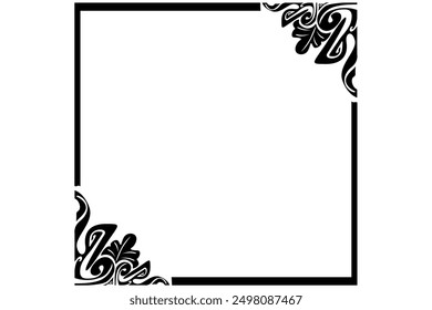 Frame or border decorative nature ornament design with a black Leaves or leaf theme