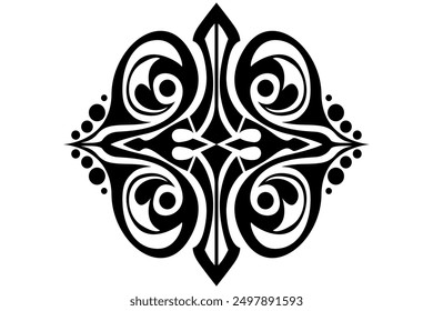 Frame border decorative ornament design with a black swirl theme