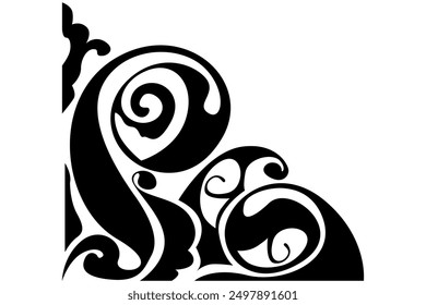 Frame border decorative ornament design with a black swirl theme
