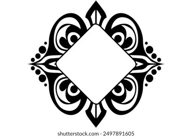 Frame border decorative ornament design with a black swirl theme