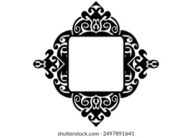 Frame border decorative ornament design with a black swirl theme