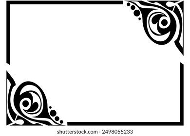 Frame border decorative ornament design with a black swirl theme