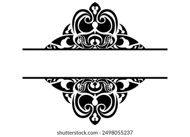 Frame border decorative ornament design with a black swirl theme