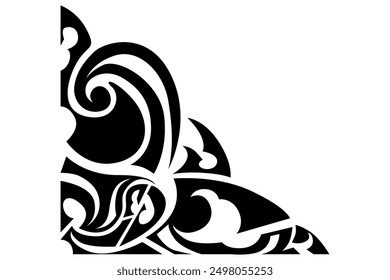 Frame border decorative ornament design with a black swirl theme