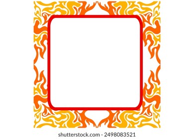 Frame or border decorative ornament design with a fire theme