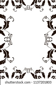 Frame border design template. Black and white decorative vector border on white blank background for certificate, invitation, document, menu etc.