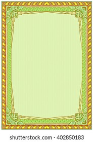 frame border for diploma and certificate in green color