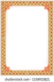 Frame border for diplomas or certificates. Floral design with red ribbons inserted in.