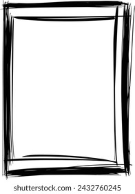 Frame border element, brush stroke grunge shape icon, vertical, rectangle decorative doodle element for design in vector illustration