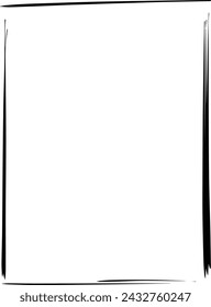 Frame border element, brush stroke grunge shape icon, vertical, rectangle decorative doodle element for design in vector illustration