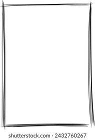 Elemento de borde de marco, pincel trazo grunge forma icono, vertical, rectángulo elemento doodle decorativo para el diseño en ilustración vectorial