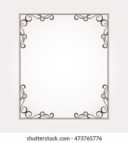 Frame border. Fancy page decoration. Vector illustration