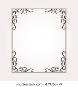 Frame border. Fancy page decoration. Vector illustration
