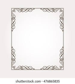 Frame border. Fancy page decoration. Vector illustration