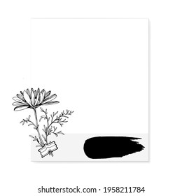 Frame or Border for fashion sale social media post design template with Minimalist botanical style you can use for greeting card template, special offer sale, black friday. Chamomile square banners. 