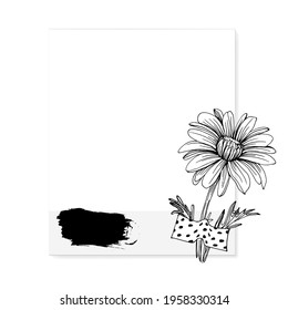Frame or Border for fashion sale social media post design template with Minimalist botanical style you can use for greeting card template, special offer sale, black friday. Chamomile square banners. 