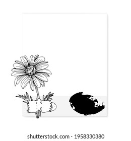 Frame or Border for fashion sale social media post design template with Minimalist botanical style you can use for greeting card template, special offer sale, black friday. Chamomile square banners. 
