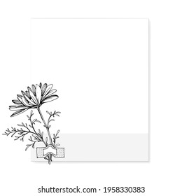 Frame or Border for fashion sale social media post design template with Minimalist botanical style you can use for greeting card template, special offer sale, black friday. Chamomile square banners. 