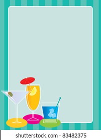 A frame or border featuring a set of three cocktails in one corner