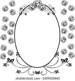 Frame border floral ornament and leaves. Vector