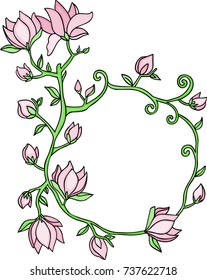 Frame border with flowers and branches