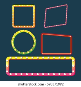 Frame Border Glow Light Set Vector