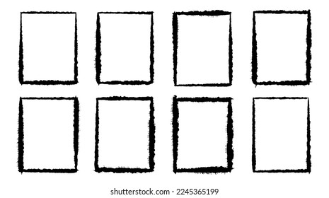Frame border grunge brush collection bundle elements. Ink decoration vector illustration.