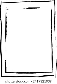 Borde de marco, icono de forma gruesa, elemento doodle decorativo de rectángulo vertical para diseño en ilustración vectorial