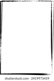 Frame border, grunge shape icon, vertical rectangle decorative doodle element for design in vector illustration
