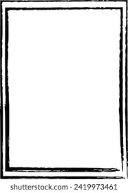 Frame border, grunge shape icon, vertical rectangle decorative doodle element for design in vector illustration