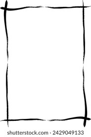 Frame border grunge shape icon, vertical, rectangle decorative doodle element for design in vector illustration