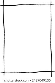 Frame border grunge shape icon, vertical, rectangle decorative doodle element for design in vector illustration