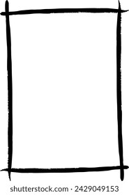 Icono de forma de grunge de borde de marco, vertical, elemento de doodle decorativo de rectángulo para el diseño en ilustración vectorial