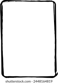 Frame border grunge shape icon, vertical, rectangle decorative doodle element for design in vector illustration
